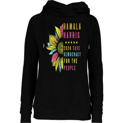 Kamala Harris 2024 Save Democracy For The People Sunflower Womens Funnel Neck Pullover Hood