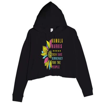 Kamala Harris 2024 Save Democracy For The People Sunflower Crop Fleece Hoodie