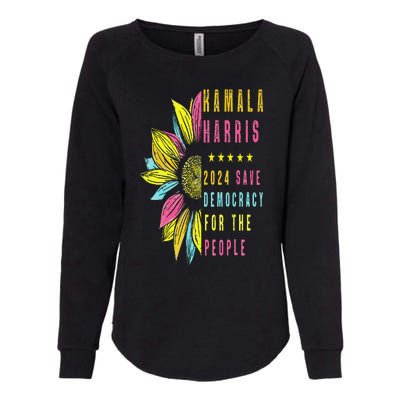 Kamala Harris 2024 Save Democracy For The People Sunflower Womens California Wash Sweatshirt