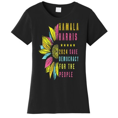 Kamala Harris 2024 Save Democracy For The People Sunflower Women's T-Shirt