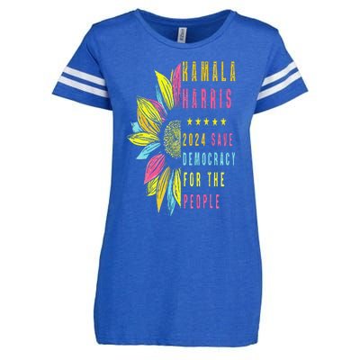 Kamala Harris 2024 Save Democracy For The People Sunflower Enza Ladies Jersey Football T-Shirt