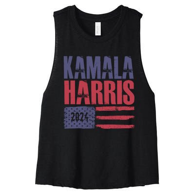 Kamala Harris 2024 Support Graphic Women's Racerback Cropped Tank