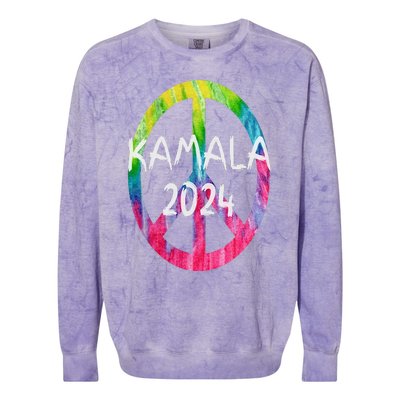 Kamala Harris 2024 Tie Dye Peace Sign Kamala Election Colorblast Crewneck Sweatshirt