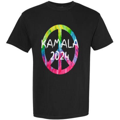 Kamala Harris 2024 Tie Dye Peace Sign Kamala Election Garment-Dyed Heavyweight T-Shirt