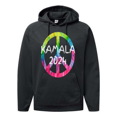 Kamala Harris 2024 Tie Dye Peace Sign Kamala Election Performance Fleece Hoodie