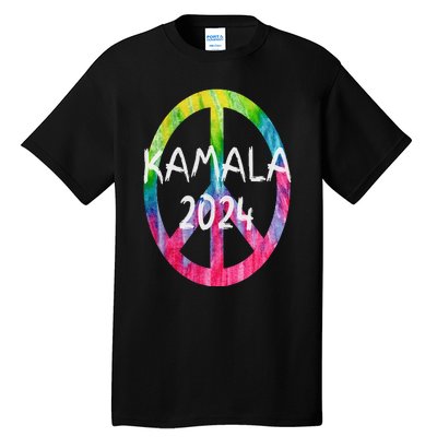 Kamala Harris 2024 Tie Dye Peace Sign Kamala Election Tall T-Shirt