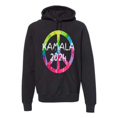 Kamala Harris 2024 Tie Dye Peace Sign Kamala Election Premium Hoodie