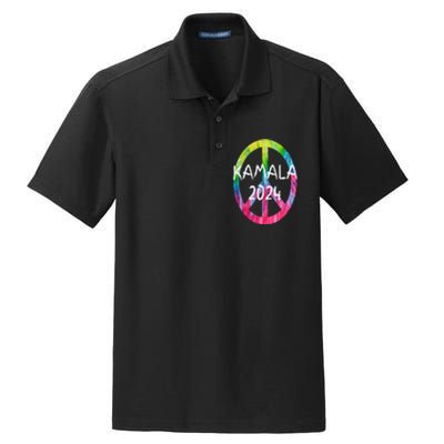 Kamala Harris 2024 Tie Dye Peace Sign Kamala Election Dry Zone Grid Polo