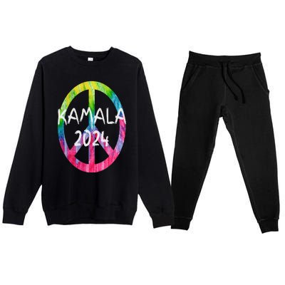 Kamala Harris 2024 Tie Dye Peace Sign Kamala Election Premium Crewneck Sweatsuit Set