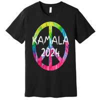 Kamala Harris 2024 Tie Dye Peace Sign Kamala Election Premium T-Shirt