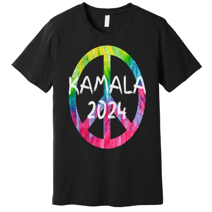 Kamala Harris 2024 Tie Dye Peace Sign Kamala Election Premium T-Shirt