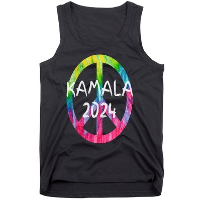 Kamala Harris 2024 Tie Dye Peace Sign Kamala Election Tank Top