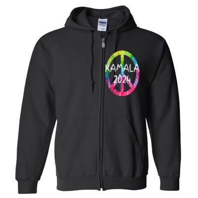 Kamala Harris 2024 Tie Dye Peace Sign Kamala Election Full Zip Hoodie