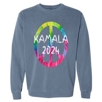 Kamala Harris 2024 Tie Dye Peace Sign Kamala Election Garment-Dyed Sweatshirt