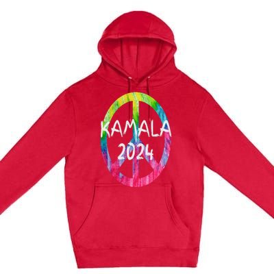 Kamala Harris 2024 Tie Dye Peace Sign Kamala Election Premium Pullover Hoodie