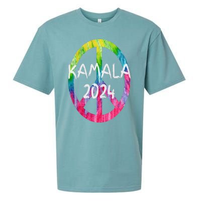 Kamala Harris 2024 Tie Dye Peace Sign Kamala Election Sueded Cloud Jersey T-Shirt