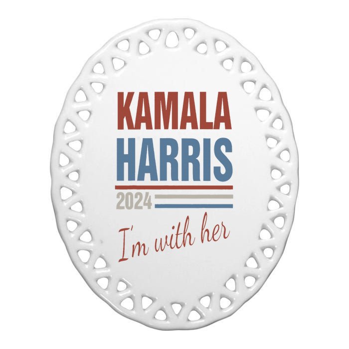 Kamala Harris 2024 Support IM With Her Kamala 2024 Ceramic Oval Ornament