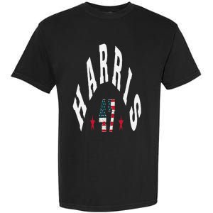 Kamala Harris 2024 With Harris 47 Style Curved Font Garment-Dyed Heavyweight T-Shirt