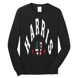 Kamala Harris 2024 With Harris 47 Style Curved Font Long Sleeve Shirt