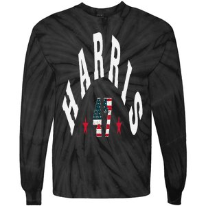 Kamala Harris 2024 With Harris 47 Style Curved Font Tie-Dye Long Sleeve Shirt