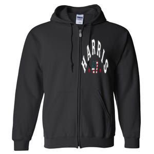 Kamala Harris 2024 With Harris 47 Style Curved Font Full Zip Hoodie