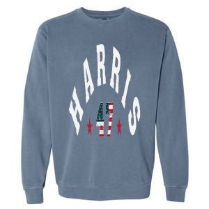 Kamala Harris 2024 With Harris 47 Style Curved Font Garment-Dyed Sweatshirt