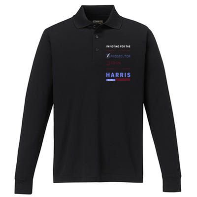 Kamala Harris 2024 IM Voting For The Prosecutor. Vote Blue Performance Long Sleeve Polo