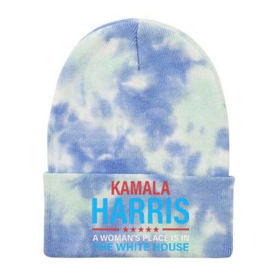 Kamala Harris 2024 A WomanS Place Is In The White House Gift Tie Dye 12in Knit Beanie