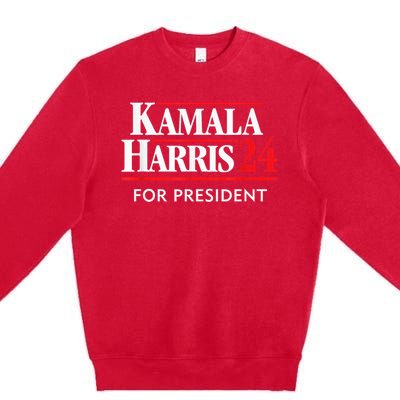 Kamala Harris 24 For President 2024 Premium Crewneck Sweatshirt