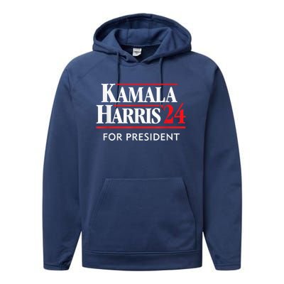 Kamala Harris 24 For President 2024 Performance Fleece Hoodie