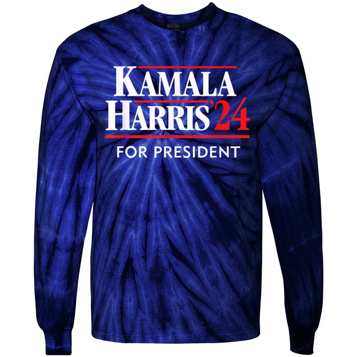 Kamala Harris 24 For President 2024 Tie-Dye Long Sleeve Shirt