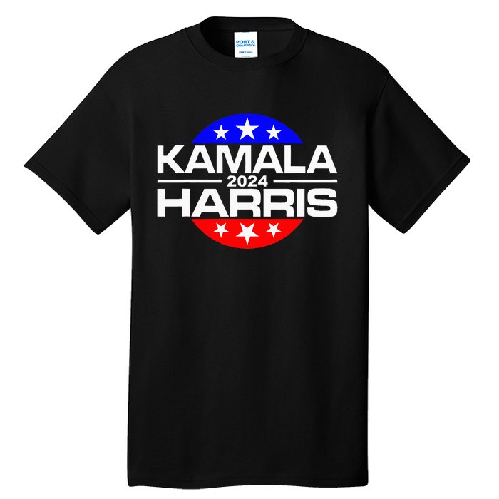 Kamala Harris 2024 For President Campaign Button Style Tall T-Shirt