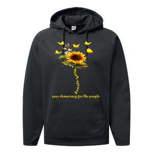 Kamala Harris 2024 Save Democracy For The People Sunflower Performance Fleece Hoodie