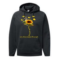 Kamala Harris 2024 Save Democracy For The People Sunflower Performance Fleece Hoodie