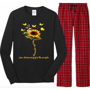 Kamala Harris 2024 Save Democracy For The People Sunflower Long Sleeve Pajama Set