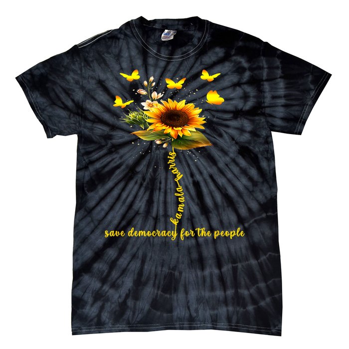 Kamala Harris 2024 Save Democracy For The People Sunflower Tie-Dye T-Shirt