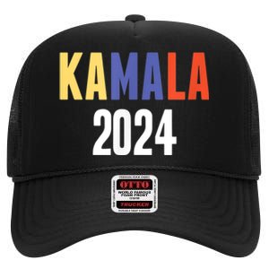 Kamala Harris 2024 For President Campaign High Crown Mesh Back Trucker Hat