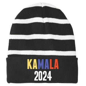 Kamala Harris 2024 For President Campaign Striped Beanie with Solid Band