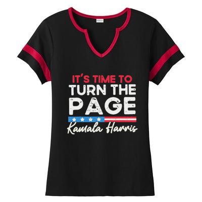 Kamala Harris 2024 ItS Time To Turn Page Ladies Halftime Notch Neck Tee