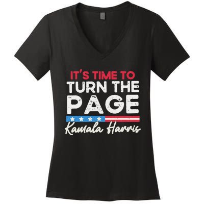 Kamala Harris 2024 ItS Time To Turn Page Women's V-Neck T-Shirt