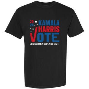 Kamala Harris 2024 Vote Democracy Depends On It Garment-Dyed Heavyweight T-Shirt