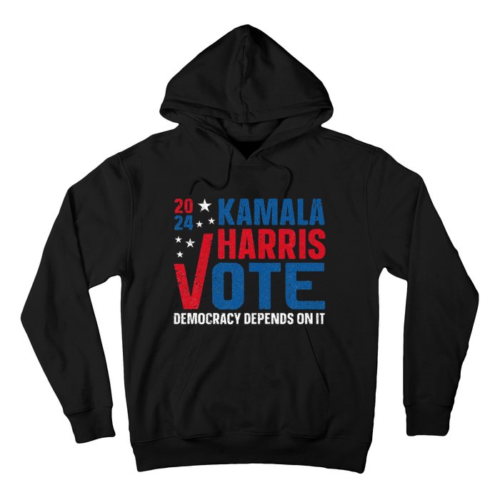 Kamala Harris 2024 Vote Democracy Depends On It Hoodie