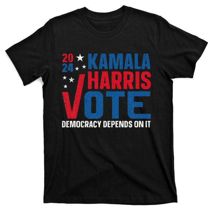 Kamala Harris 2024 Vote Democracy Depends On It T-Shirt