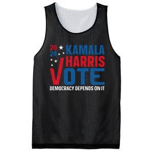 Kamala Harris 2024 Vote Democracy Depends On It Mesh Reversible Basketball Jersey Tank