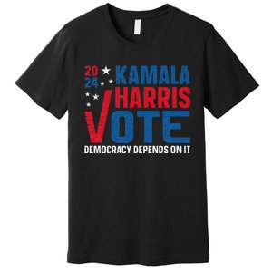 Kamala Harris 2024 Vote Democracy Depends On It Premium T-Shirt