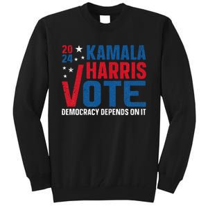 Kamala Harris 2024 Vote Democracy Depends On It Tall Sweatshirt