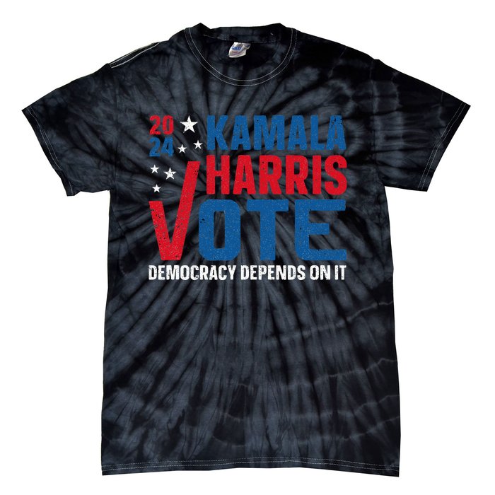 Kamala Harris 2024 Vote Democracy Depends On It Tie-Dye T-Shirt