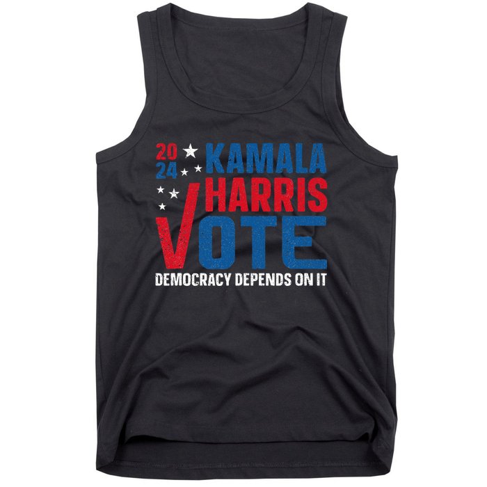 Kamala Harris 2024 Vote Democracy Depends On It Tank Top