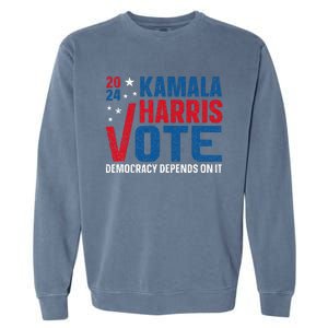 Kamala Harris 2024 Vote Democracy Depends On It Garment-Dyed Sweatshirt