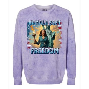 Kamala Harris 2024 For President Campaign Lady Liberty Torch Colorblast Crewneck Sweatshirt